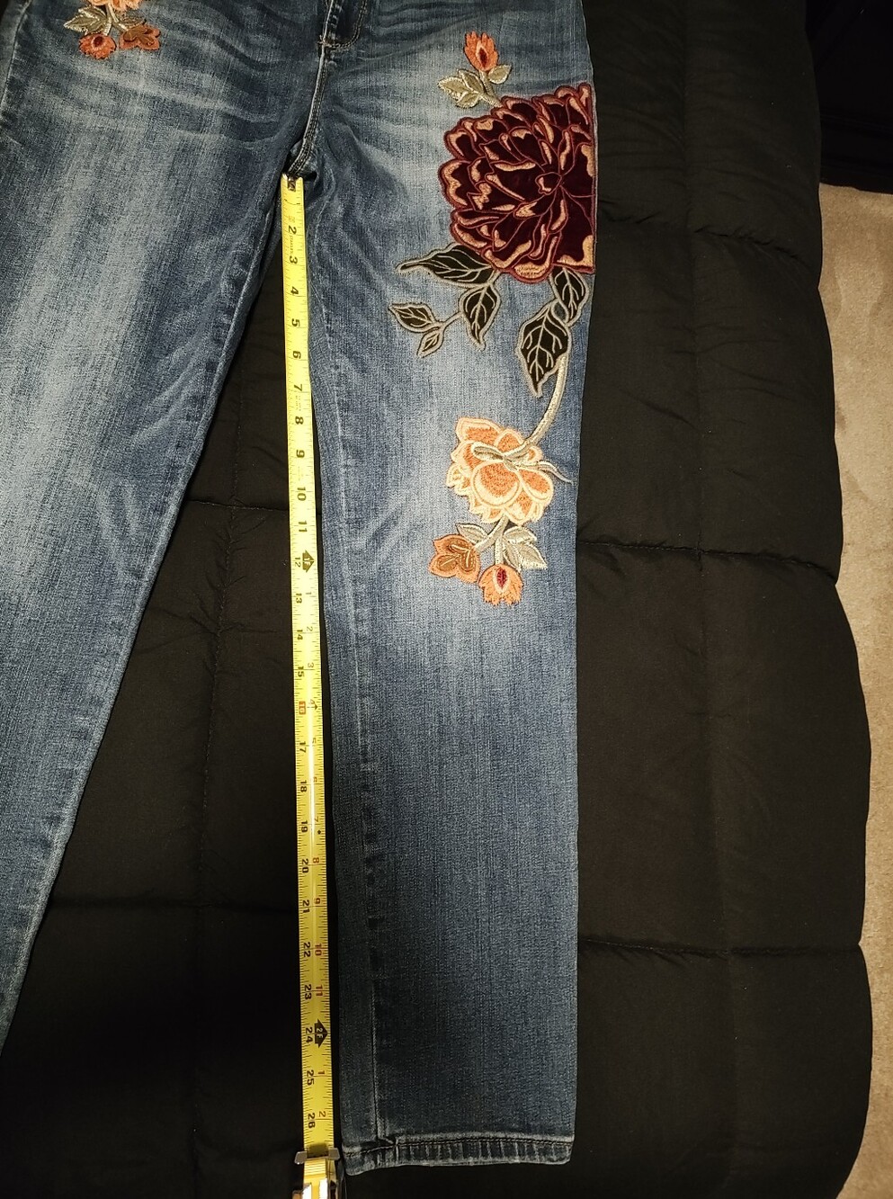 Chico's Blue Straight-Leg Jeans with Floral Embroidery - Picture 2 of 10